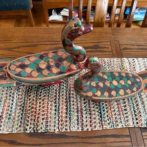 Indonesian Polychrome Goose Carved Wood